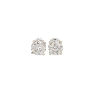 Round Brilliant 2.33 CTW I I1 H I2 GIA Diamond Studs 14K White Gold