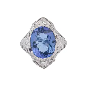 Platinum 6.97cttw Tanzanite and Diamond Ring