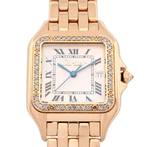 Cartier 18K Yellow Gold Panthere, Mid Size, Factory Diamond Bezel.