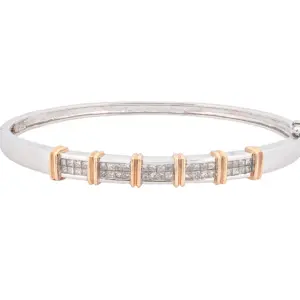 14K White & Yellow Gold 1.35 CTW Invisible Set Princess Cut Diamond Bracelet