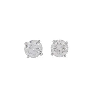 14K White Gold Round Brilliant 1.51 CTW G VVS2 E VS2 GIA Diamond Studs