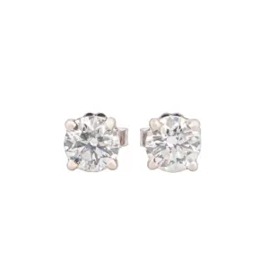 GIA Certified 14K White Gold 1.07Ct Round Diamond Stud Earrings