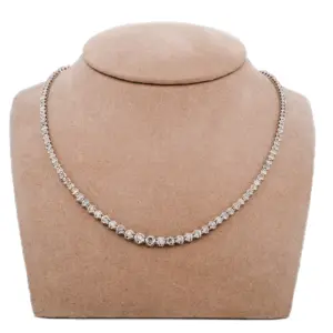 14K White Gold 6.00CT, J-K, I1-I2 Diamond Tennis Necklace