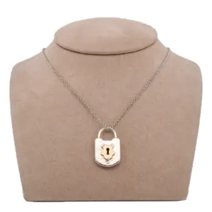 Tiffany & Co. Silver & Rose Gold Textured Hammered Lock Necklace