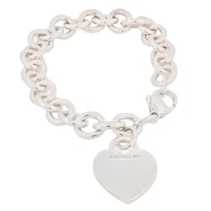Tiffany & Co. Sterling Silver Blank Heart Disc Link Bracelet