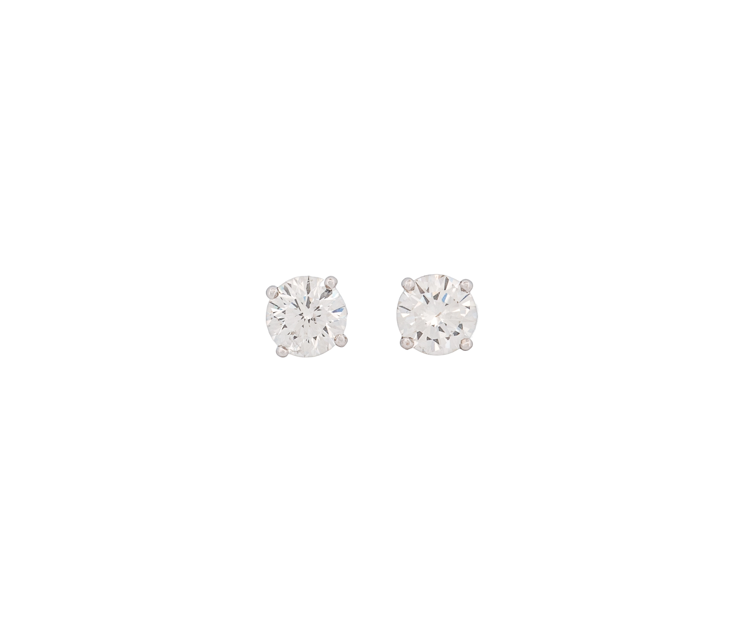 14K White Gold Round Brilliant 1.9 CTW H SI1 H SI2 GIA Diamond Studs - Image 2