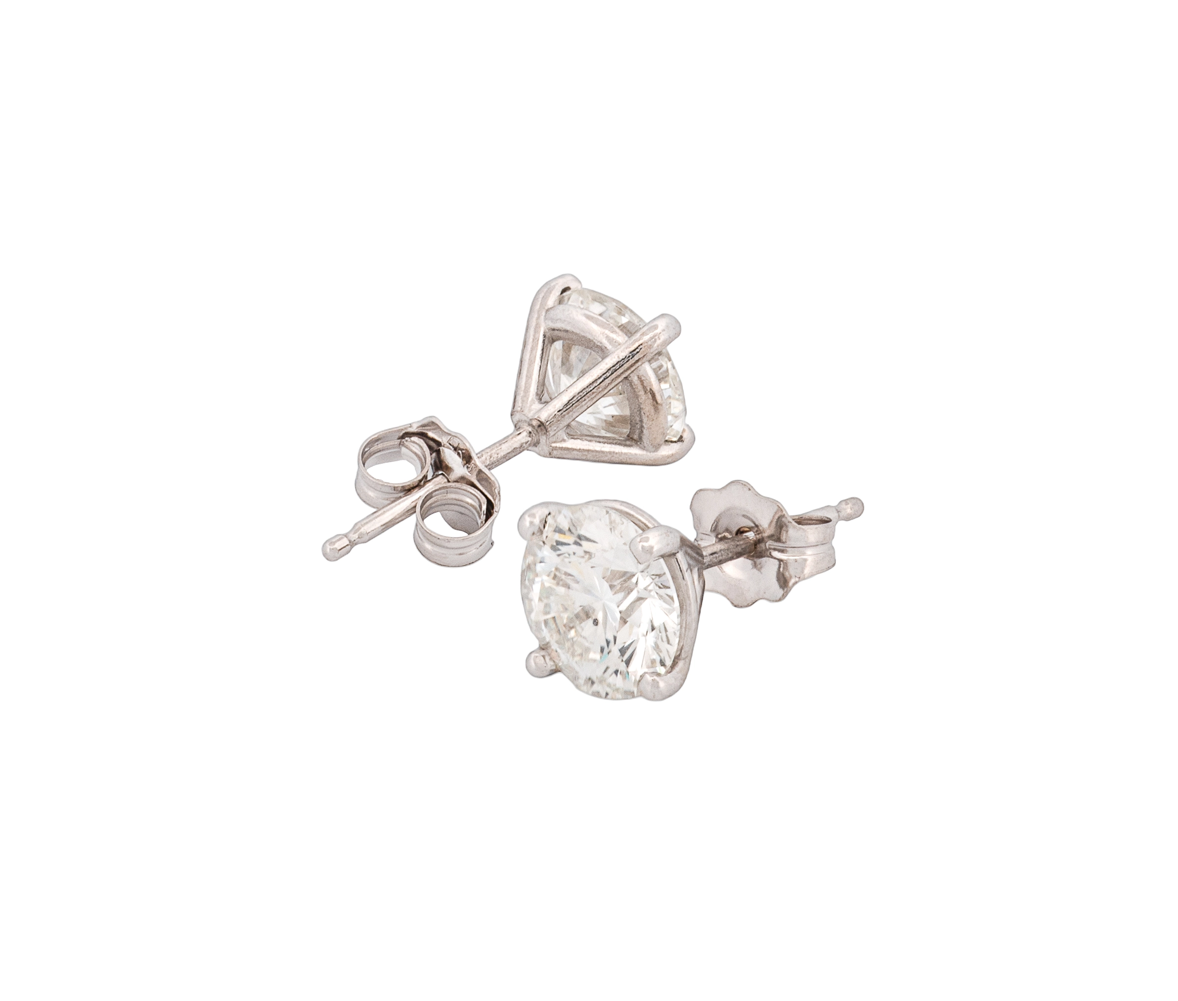 14K White Gold Round Brilliant 1.9 CTW H SI1 H SI2 GIA Diamond Studs - Image 3