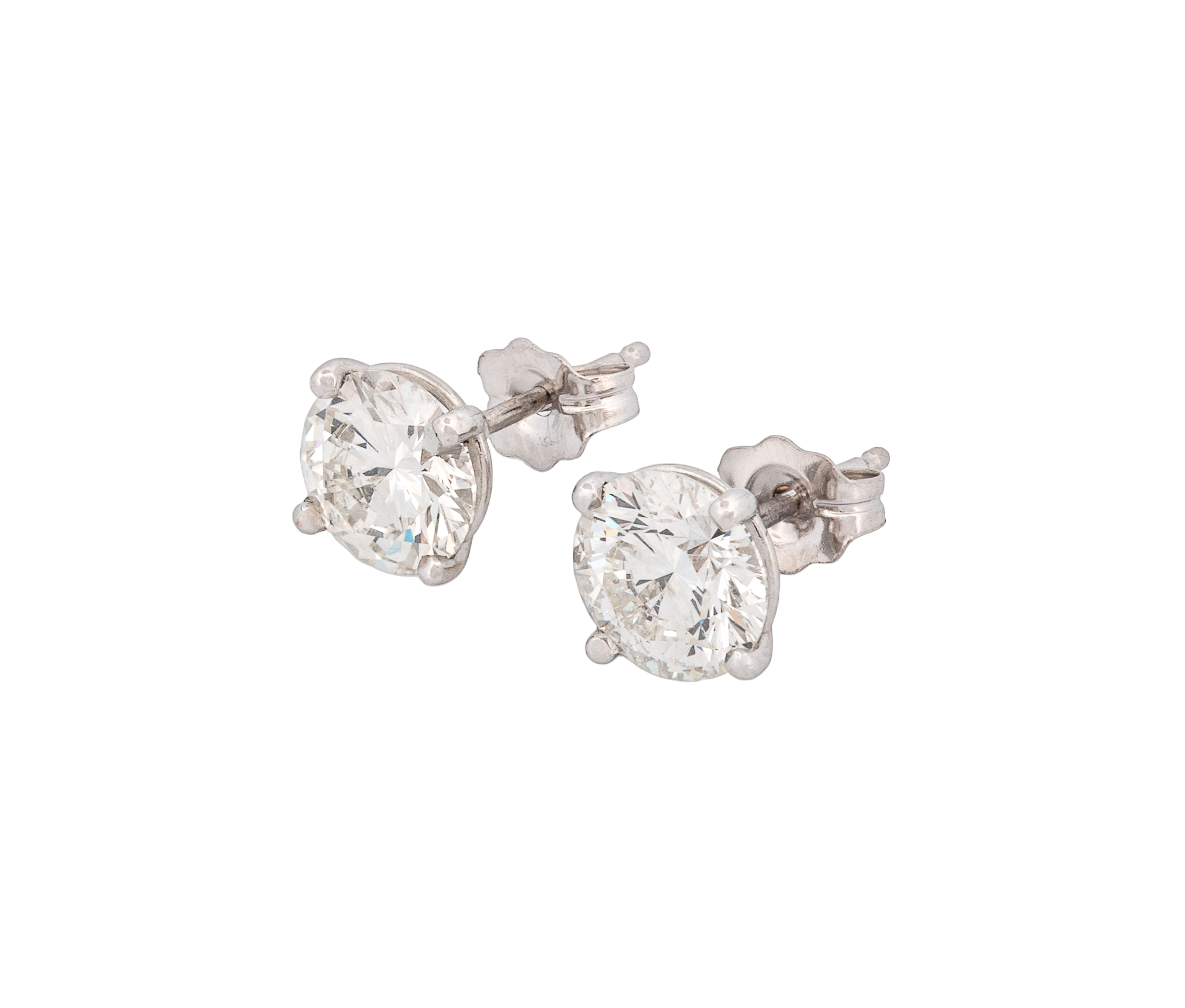 14K White Gold Round Brilliant 1.9 CTW H SI1 H SI2 GIA Diamond Studs
