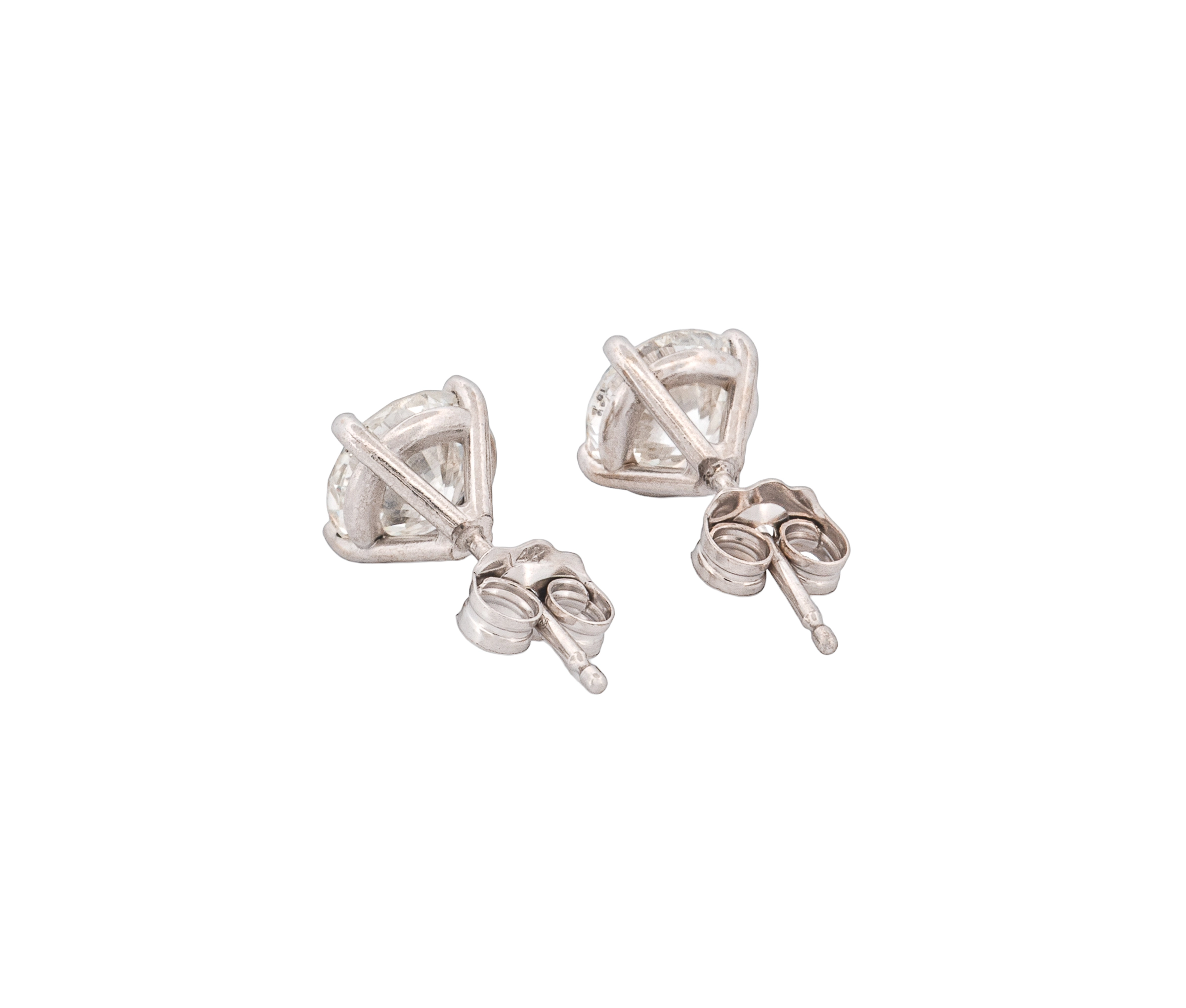 14K White Gold Round Brilliant 1.9 CTW H SI1 H SI2 GIA Diamond Studs - Image 4