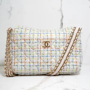 Chanel Multi-Color Tweed Clutch With Chain