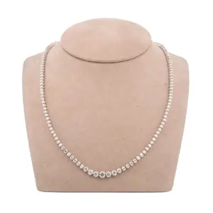 18KT White Gold Round Brilliant Diamond Cut Riviera Necklace