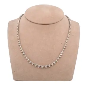 14KT White Gold Graduated Diamond Cluster Necklace