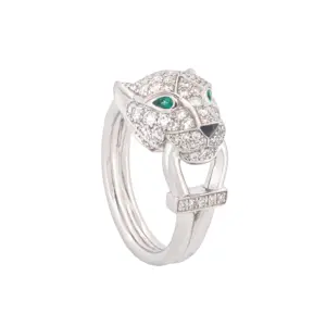 Cartier Panther Ring 18K White Gold w/Pave Diamonds