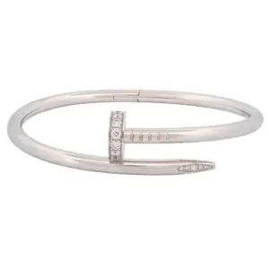 Cartier Juste un Clou Diamond White Gold Bracelet Size 16