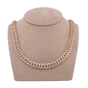 14K Yellow Gold 21 CTW Diamond Cuban Link Chain