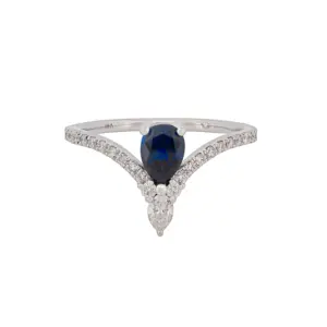 14KT White Gold Sapphire & Diamond Ring