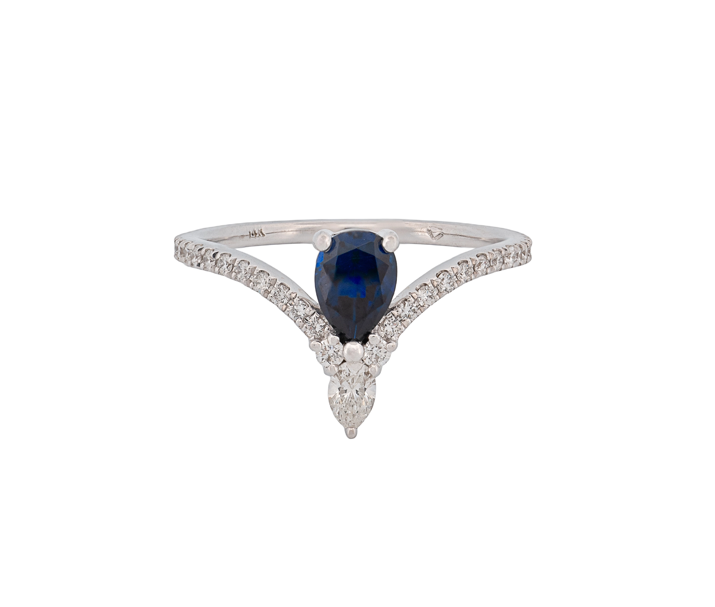 14KT White Gold Sapphire & Diamond Ring