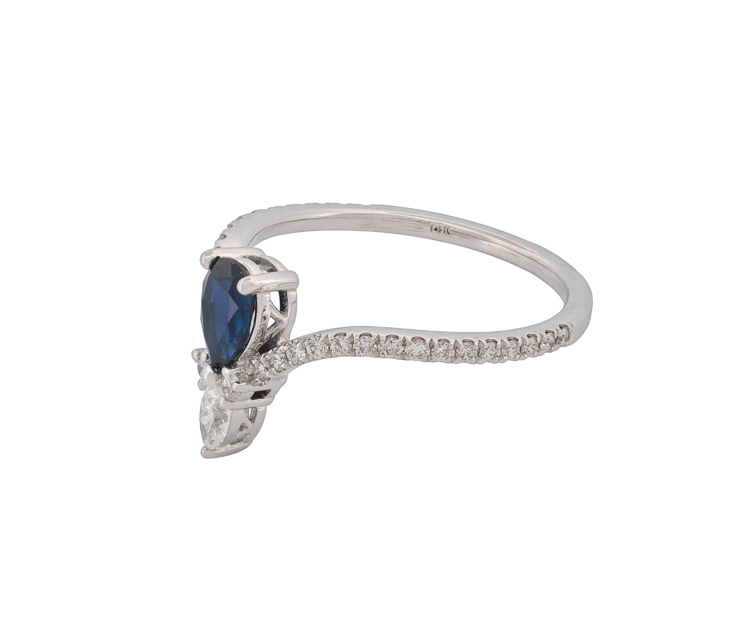 14KT White Gold Sapphire & Diamond Ring - Image 2