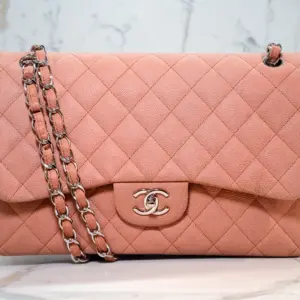 Chanel Beige Caviar Quilted Double Flag Bag