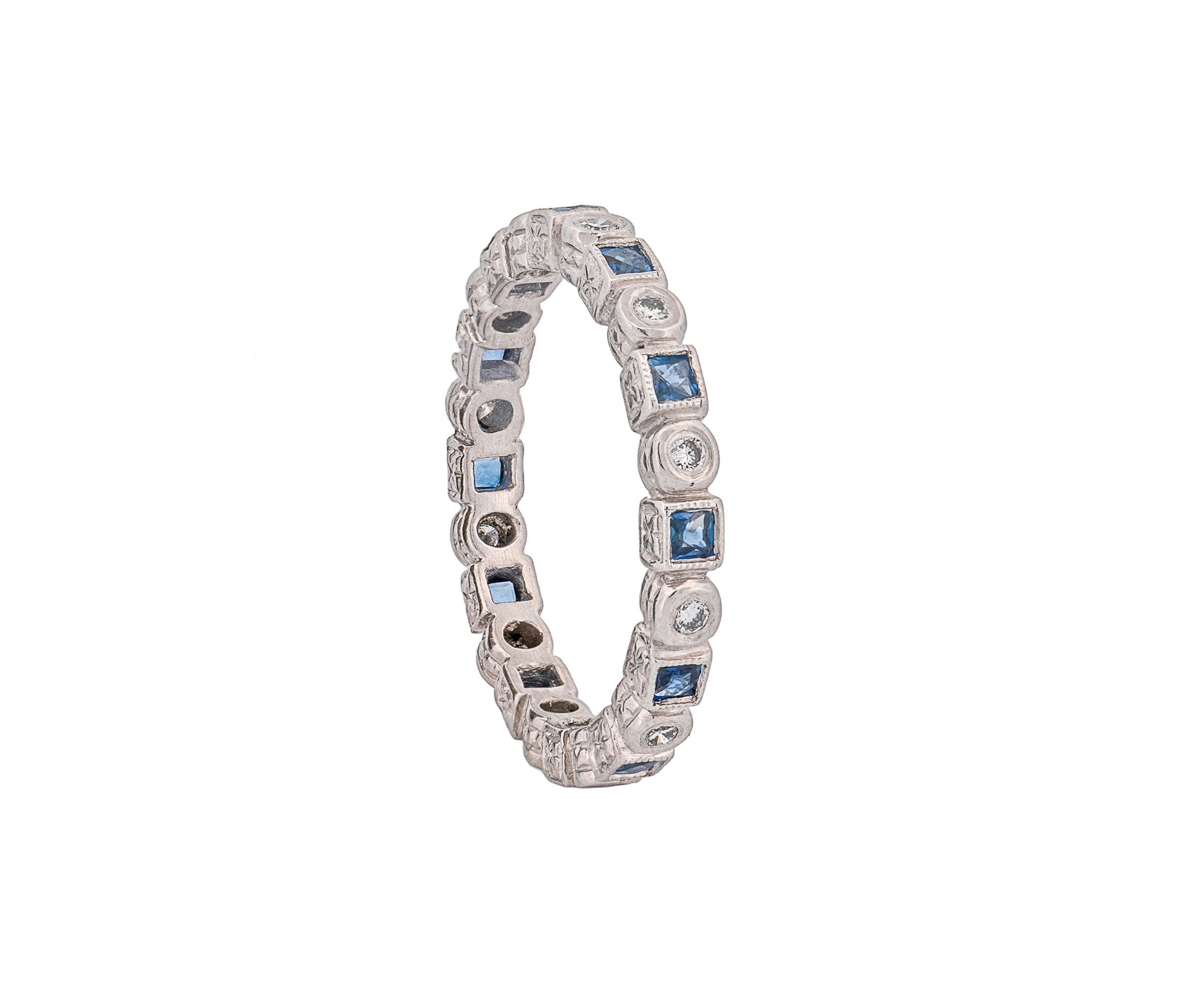 Platinum Diamond and Sapphire Eternity Band - Image 2