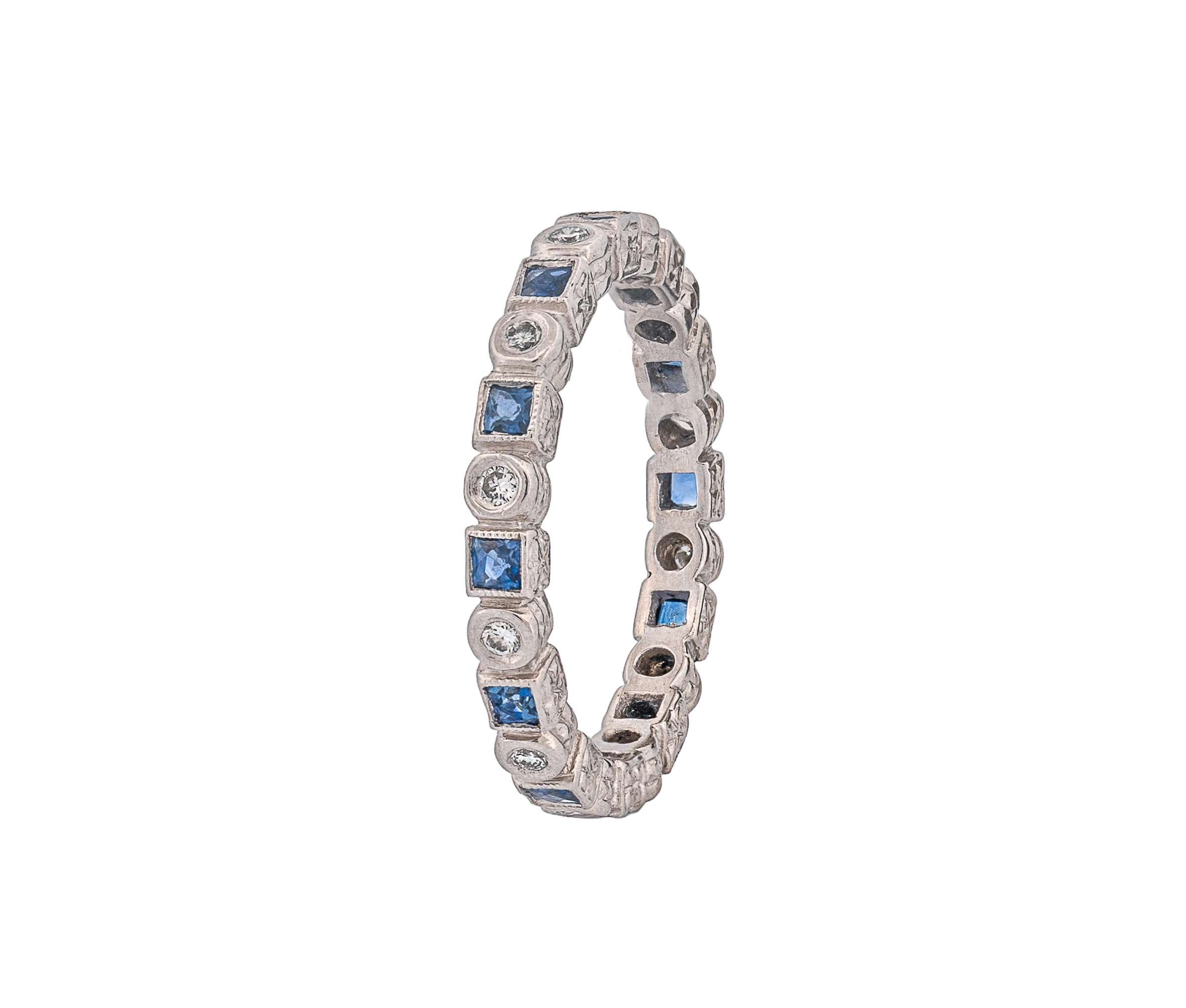 Platinum Diamond and Sapphire Eternity Band - Image 4