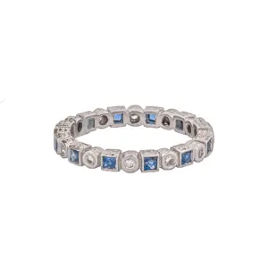 Platinum Diamond and Sapphire Eternity Band