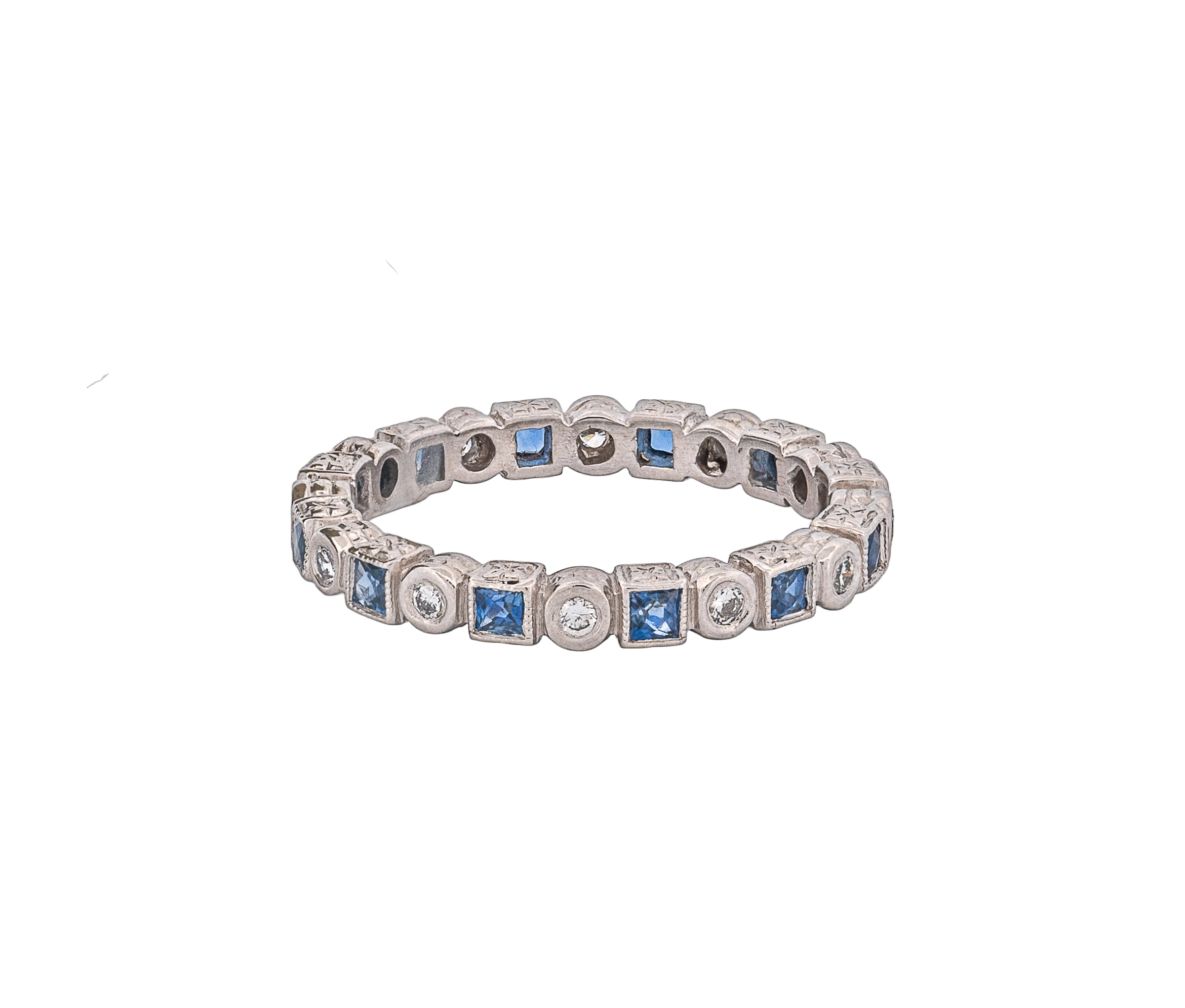 Platinum Diamond and Sapphire Eternity Band