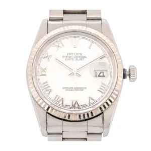 Rolex Datejust 36mm – Steel & White Gold Fluted Bezel, Roman Numeral Dial