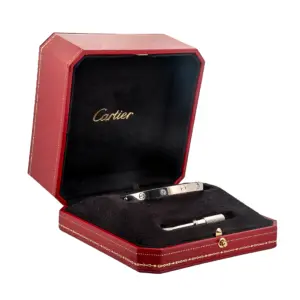 18K White Gold Cartier Love Bracelet w/ Four Diamonds