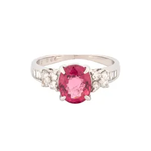 18K White Gold Diamond & Pink Tourmaline Ring