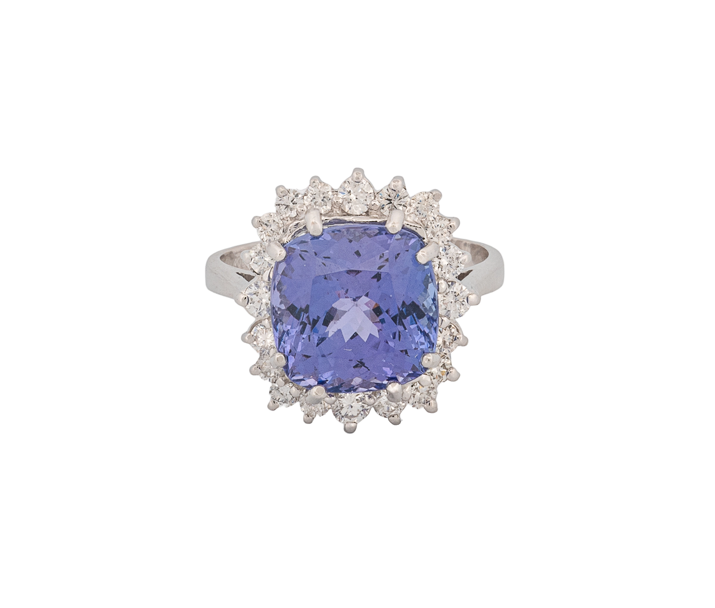 14KT White Gold Natural Zoisite Tanzanite & Diamond Ring