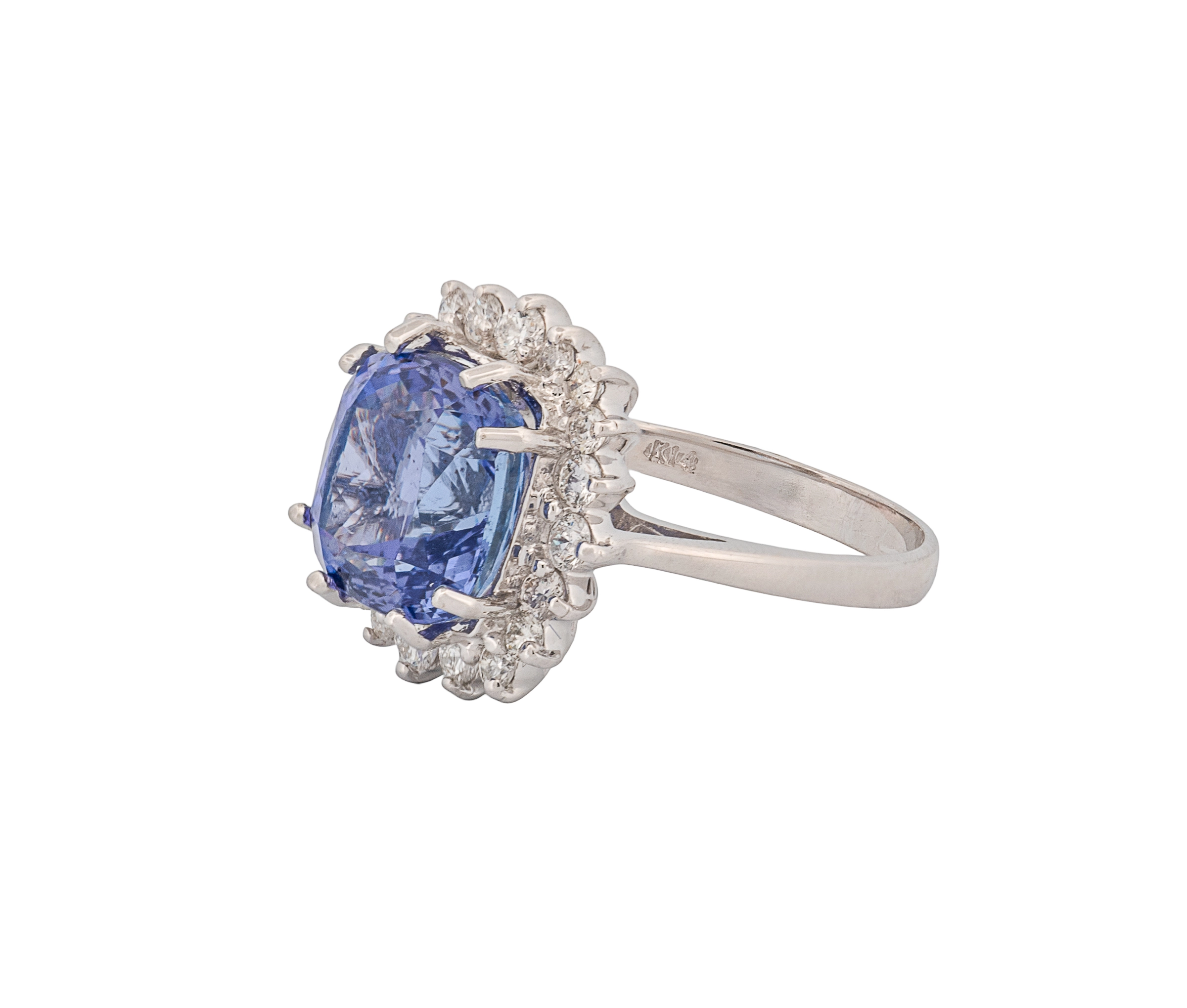 14KT White Gold Natural Zoisite Tanzanite & Diamond Ring - Image 2