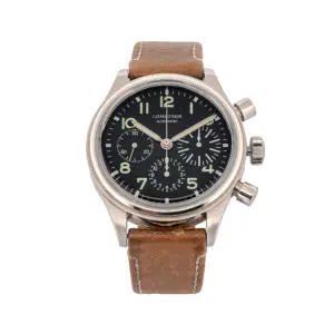 Longines Avigation BigEye Chronograph Automatic Black Dial Brown Leather Strap