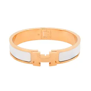 Hermès Gold & White Clic Clac H Bracelet