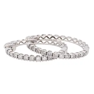 14K White Gold Approx. 0.60Ct Diamond Hoop Earrings