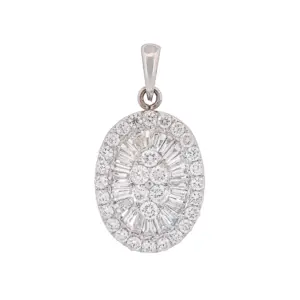 18K White Gold 1.51Cttw Diamond Ballerina Halo Pendant