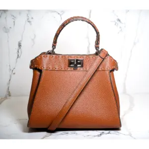 Cuoio Romano Snakeskin Selleria Mini Peekaboo Iconic Satchel Cappuccin