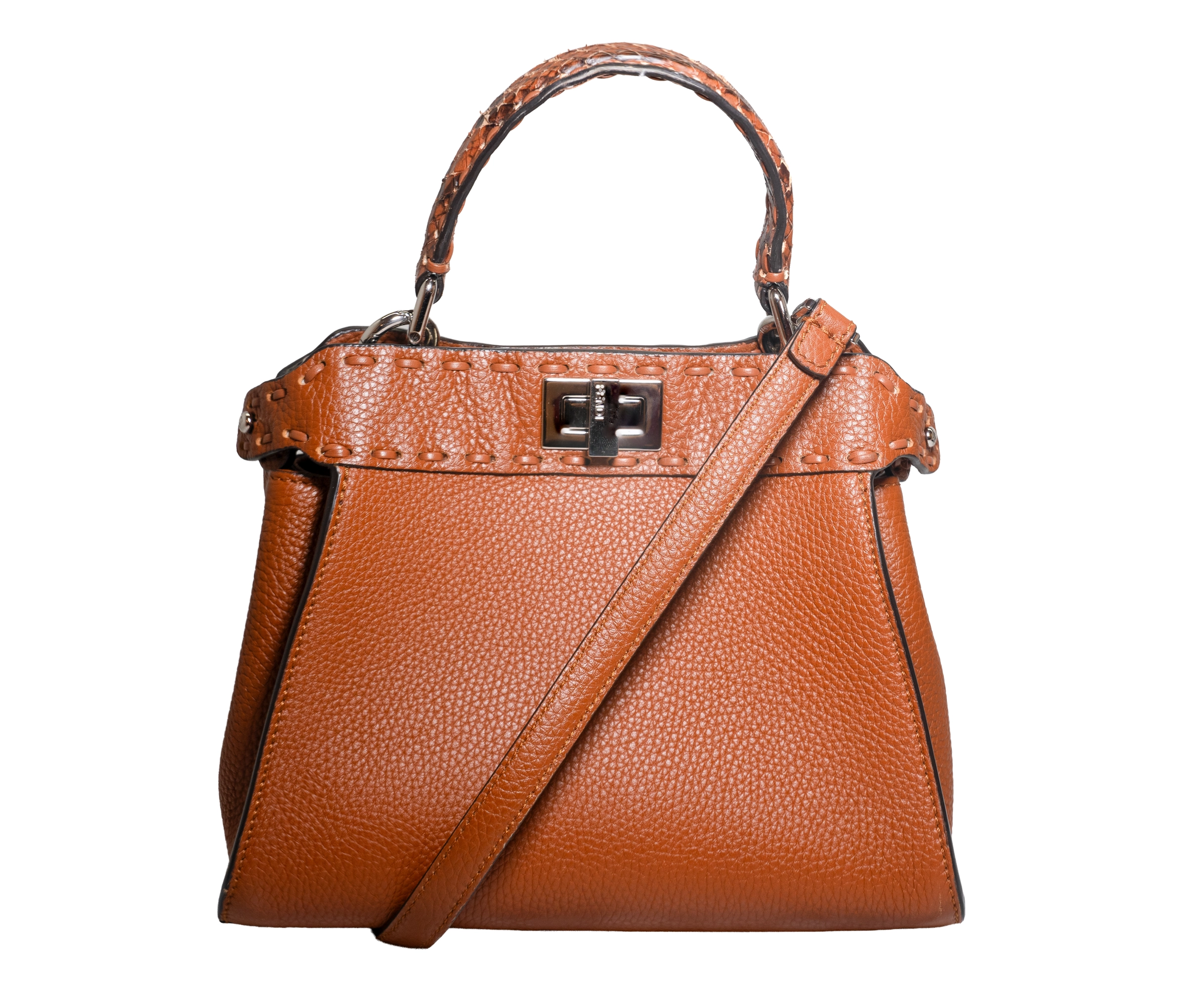 Cuoio Romano Snakeskin Selleria Mini Peekaboo Iconic Satchel Cappuccin - Image 2