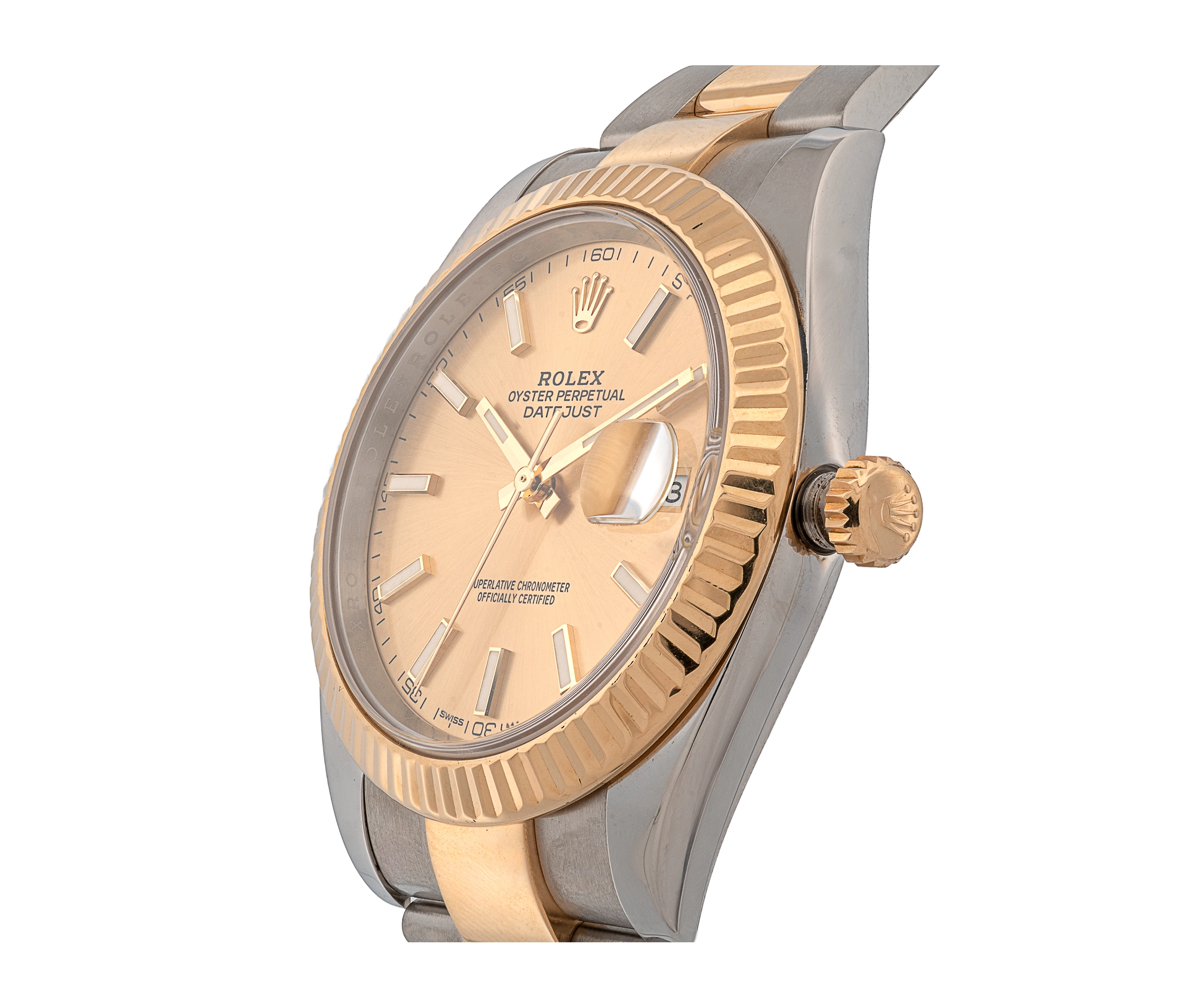 Rolex Datejust Two-Tone Champagne Dial Fluted Bezel Oyster Perpetual Watch - Image 2