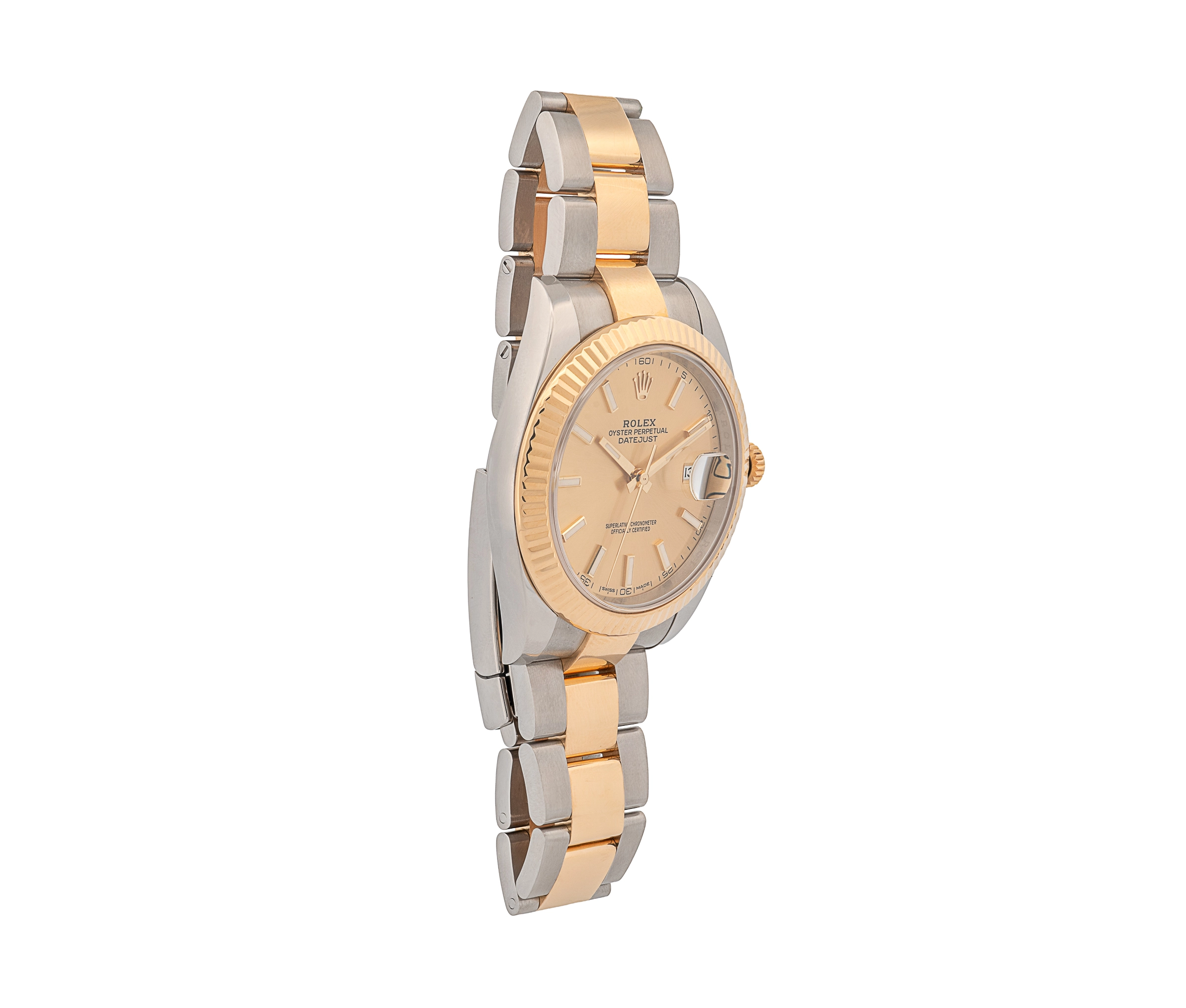 Rolex Datejust Two-Tone Champagne Dial Fluted Bezel Oyster Perpetual Watch - Image 4
