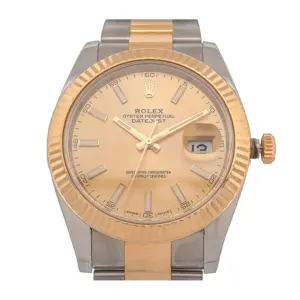 Rolex Datejust Two-Tone Champagne Dial Fluted Bezel Oyster Perpetual Watch