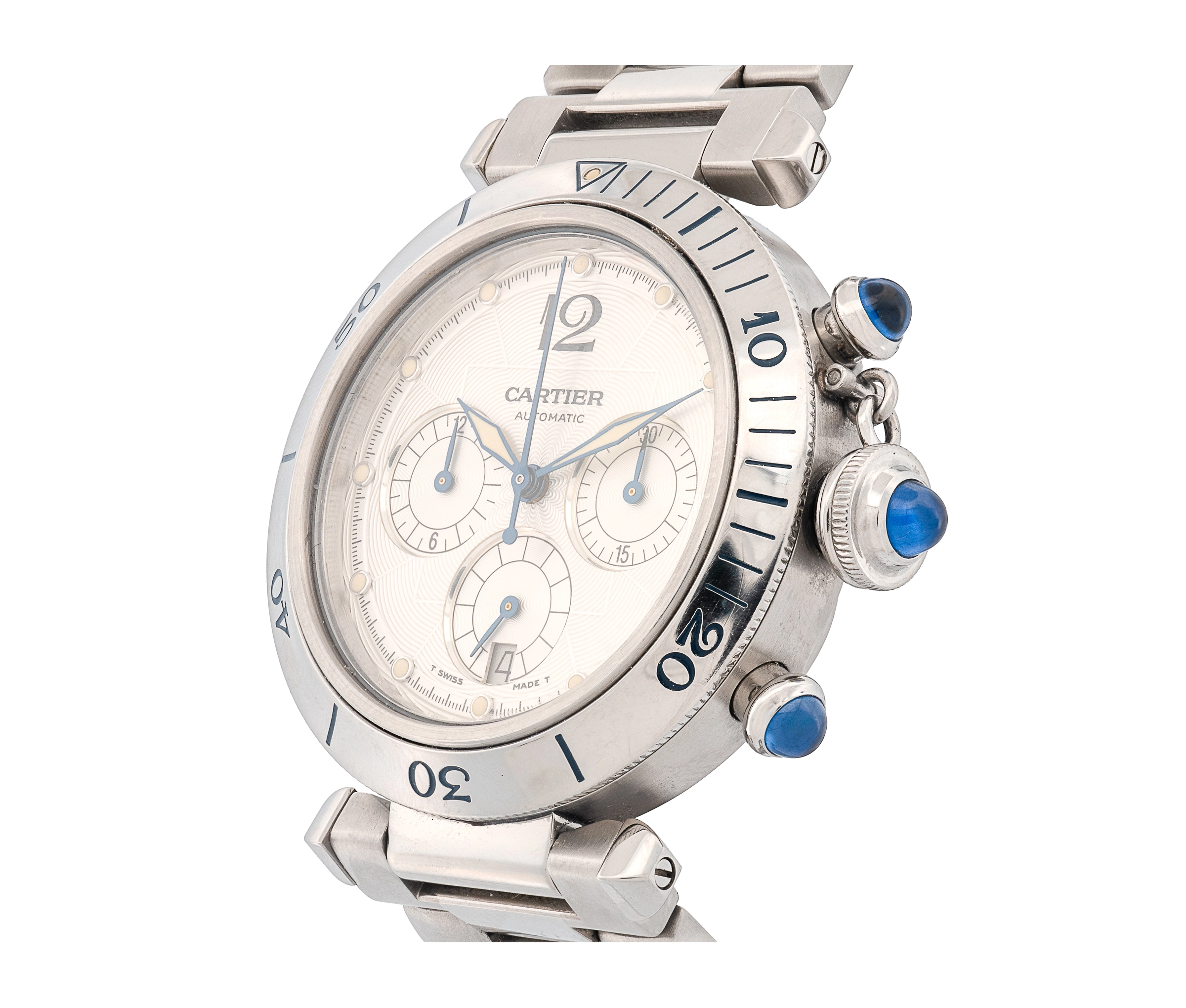 Cartier SS Pasha Chronograph, 38mm, Automatic.