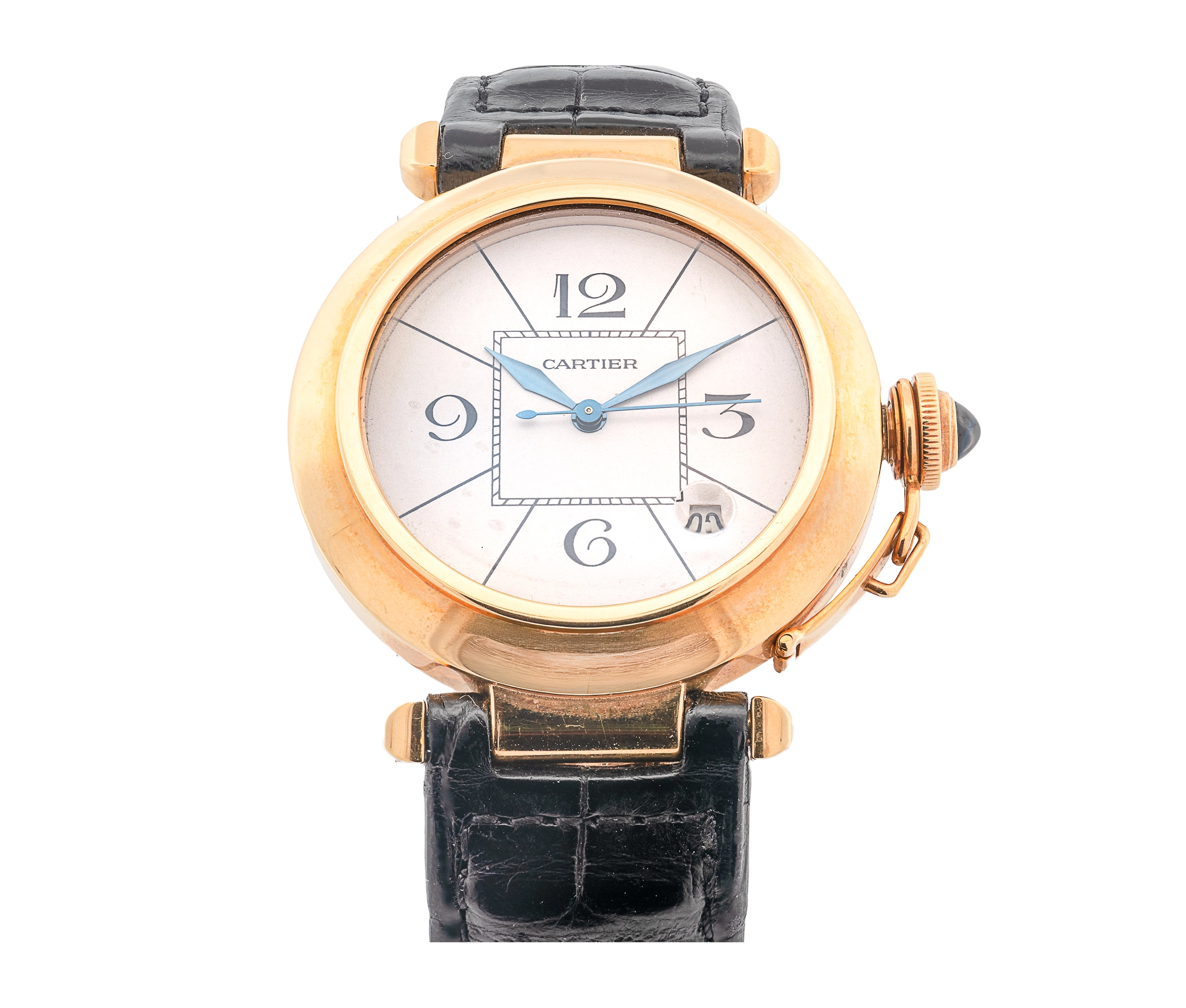 18k yellow gold Cartier Pasha, auto, 38mm, on Croc strap with 18k Tang buckle. - Image 2