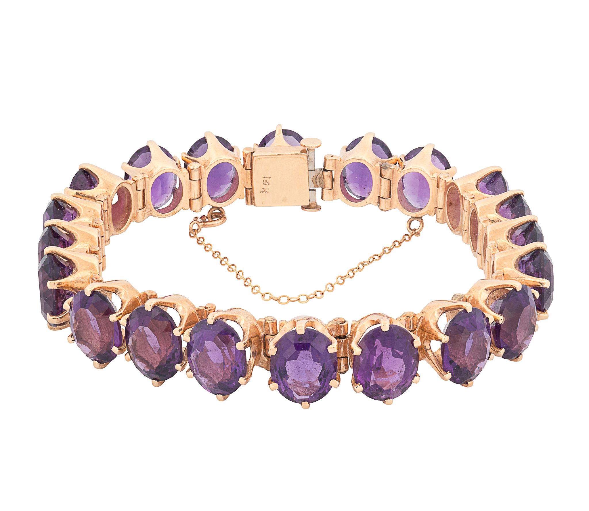 14K Yellow Gold Amethyst Bracelet - Image 2